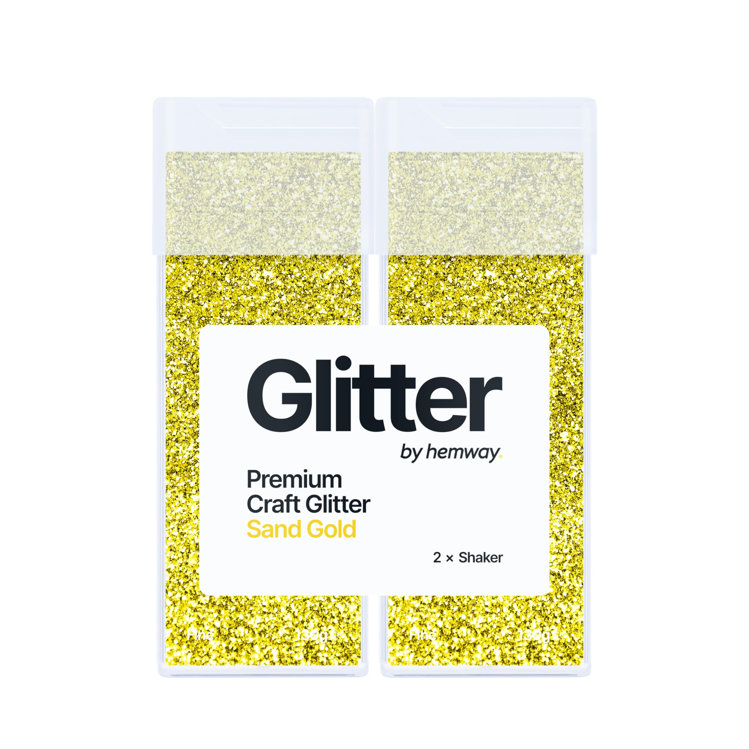 Hemway Glitter Shaker Sand Gold 130g x2 Pack Fine, Craft Glitter Shakers for Resin & Epoxy Crafts, Christmas Art Supplies, Nail, Body, Face, Eye, Festival, Crafting, Slime, Sparkle