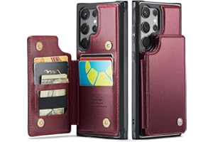 Vinich for Samsung Galaxy S23 Ultra Case with Card Holder, for Samsung S23 Ultra Wallet Case for Women Men with RFID Blocking, Durable Kickstand Shockproof Case for Galaxy S23 Ultra 5G, Red