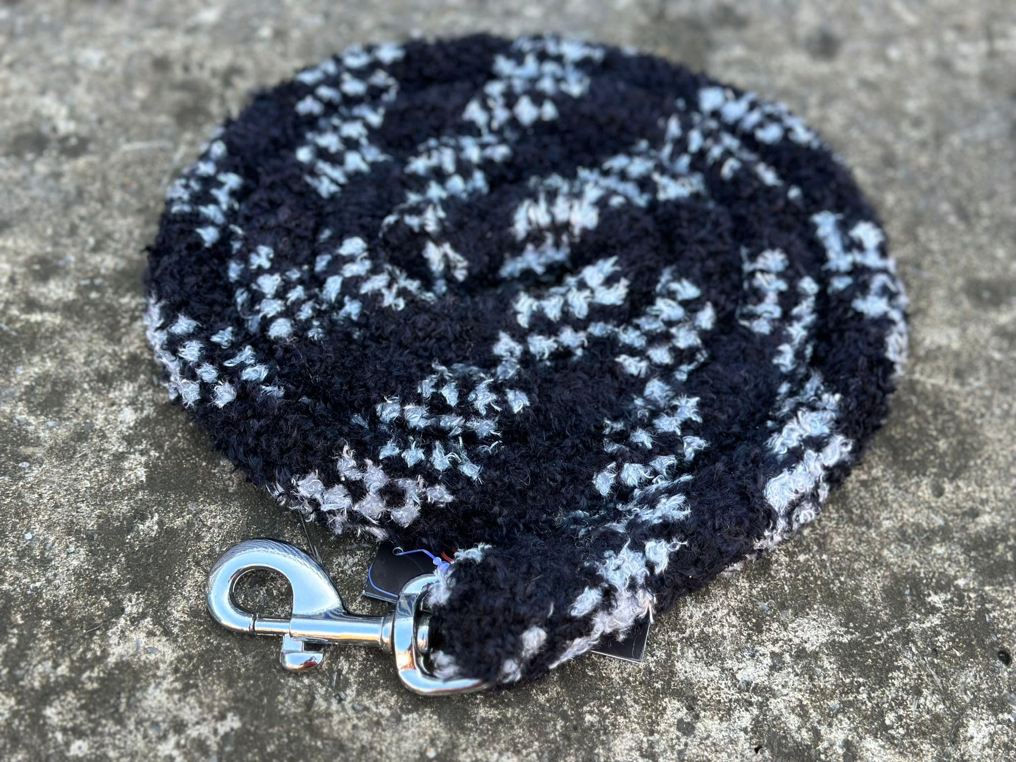 Horse Lead Rope for Headcollar Dog Leash Super Soft Grip (Black/White)