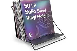 Boundless Audio Vinyl Record Holder - Solid Steel Vinyl Record Storage Rack for 50 LPs - Minimalist Album Organizer with Now 