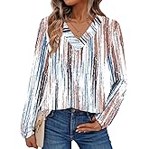 Dealmore Long Sleeve Shirts for Women Tops Spring Teacher Outfits T Shirt V Neck Top Colorful Basic Tees Tshirt Blouses