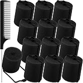 Syhood 12 Pcs Jumbo Foam Sponge Hair Rollers with Comb, 1.89 Inch, Black | 1.89" Jumbo Size for Voluminous Curls, Heatless Styling, Soft Flexible Foam for Sleep, Rat Tail Comb Included for Sectioning