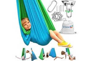 VISSE Sensory Swing for Kids Indoor - Calming Cocoon Therapy Swing 360° Hardware - Holds 300lbs - Indoor Outdoor Sensory Hammock - Autism ADHD SPD Trusted Sensory Support