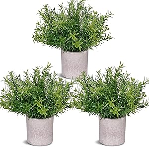 COCOBOO 3 Pack Mini Fake Potted Plants for Living Room Farmhouse Office Bathroom Decor, Small Artificial Desk Plants Plastic Bamboo Leaves