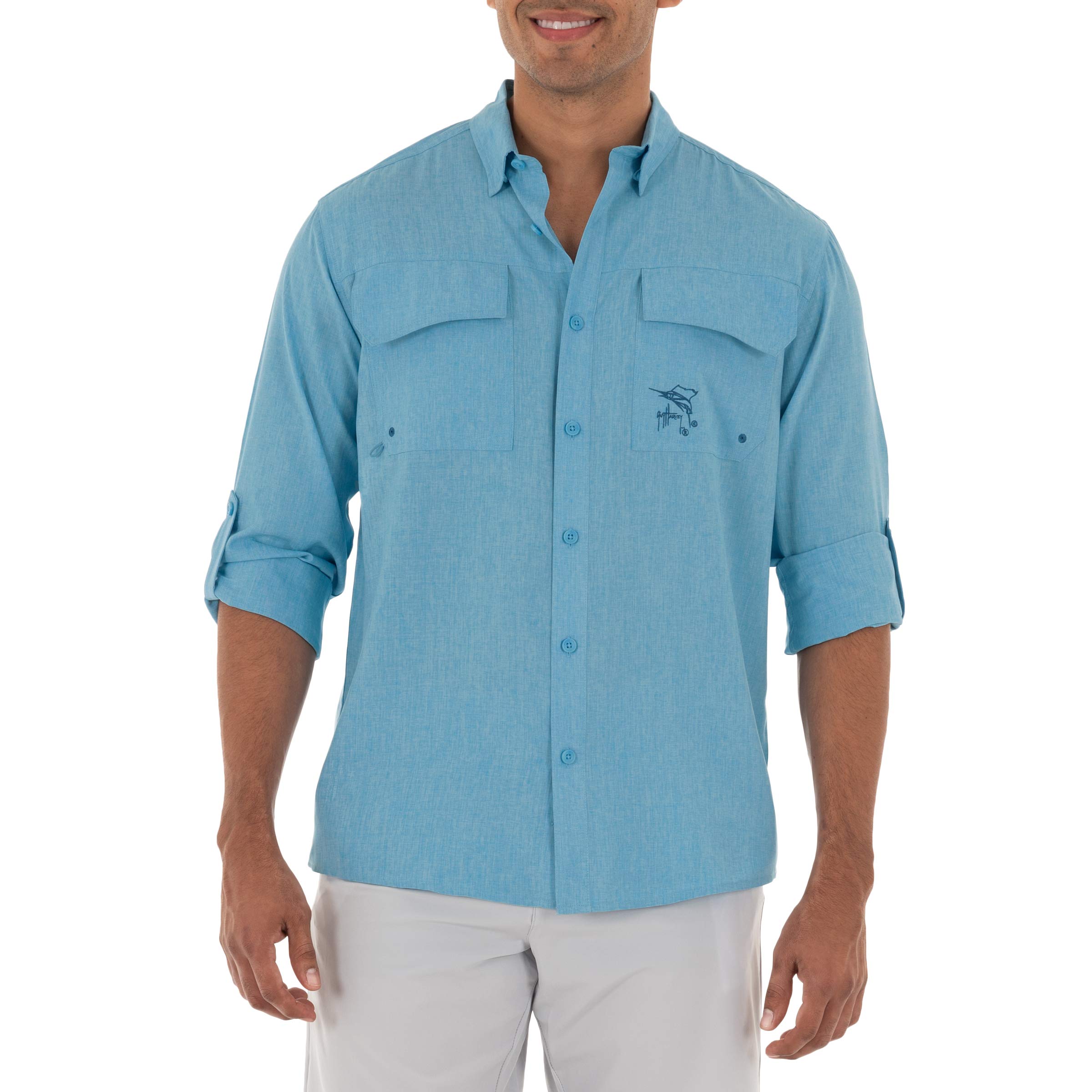 Guy Harvey Men's Long Sleeve Heather Textured