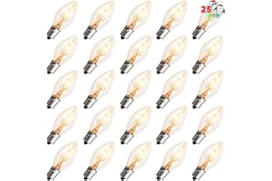 Joiedomi 25 Pack C7 Bulb, Replacement Light Bulbs for Christmas Outdoor, Indoor, Lawn, Tree, Panel Decor, E12 Candelabra Base, Longer Life 120 Volt, 6W