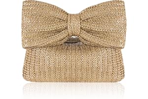 Yeria Straw Clutch Purse with Bow – Woven Raffia Handbag for Women – Summer Wedding Beach Bag