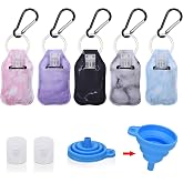 Hand Sanitizer Holder Keychian,5 Pack Empty Travel Size Bottle and Hand Sanitizer Keychain Set Include 5pcs Flip Cap Reusable Bottles,5pcs Refillable Bottles Keychain Holders for Backpack and Kids