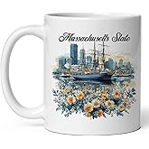 Massachusetts State Ceramic Coffee Mug 11oz Bay State – Tea Coffee Mug with Comfortable Grip – Unique Travel Gift Cup for Office or Home – Vibrant Long-Lasting Print ID44991