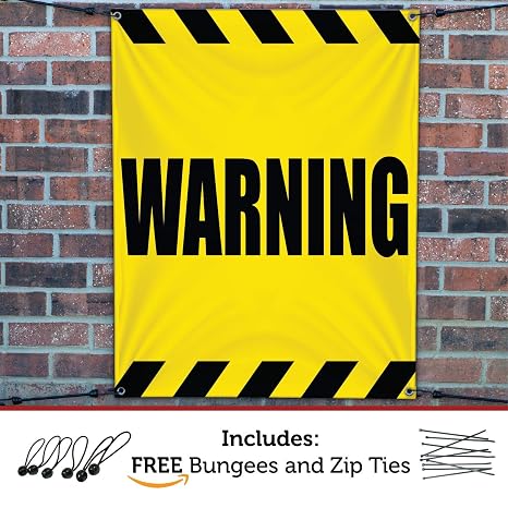 Amazon Com Half Price Banners Warning Vinyl Banner Heavy