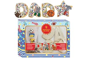 BAKERY BLING Dad Designer Cookie Decorating Kit for Father's Day - 8 Pre-Baked Vanilla Cookies with Cookie Icing, Edible Decorations and Glittery Sugar - Nut-Free, Dairy-Free, Certified Kosher