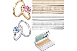 Kueroami Ring Size Adjuster for Loose Rings - Invisible Ring Guards for Women Loose Rings,16Pcs-4 Sizes,Transparent Spiral Silicone Ring Sizers Set (Gold Clear Colors