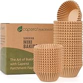 Caperci Parchment 400pcs Mini Cupcake Liners for Baking Small Muffin Liners | Unbleached, Non-Stick & Easy Release, Natural E