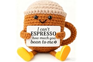 Funny Birthday Gifts for Women Men, Positive Crochet Coffee Cup Table Decor,Cute Coffee Lover Gift Coffee Mug Accessories, Ch