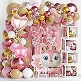 165PCS Rose Pink Baby Shower Party Decorations For Girl- Rose Gold Balloons Boxes with Baby Letters,"baby girl "for Baby Show