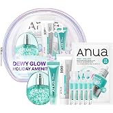 ANUA Dewy Glow Holiday Amenity Kit | PDRN Hyaluronic Acid Skincare Set, Mini Travel Size Mist, Cream, Serum, Lip Serum &amp; Mask for Glass Glow Skin, Korean Skincare