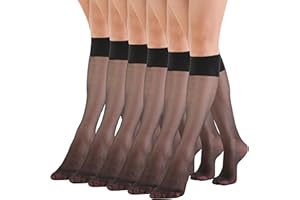 EVERSWE 6 Pairs Women's Sheer Knee High Stockings 15D