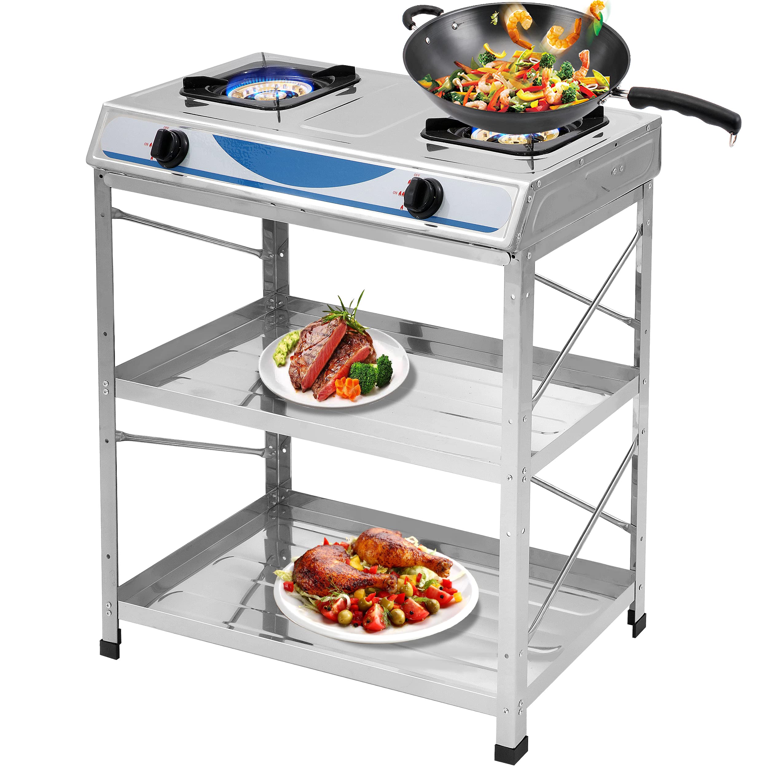 Propane Gas Stove 2 Burner Gas Stove with Removable Leg Stand Portable Gas Stove Auto Ignition Camping Dual Burner LPG for RV, Apartment, Outdoor