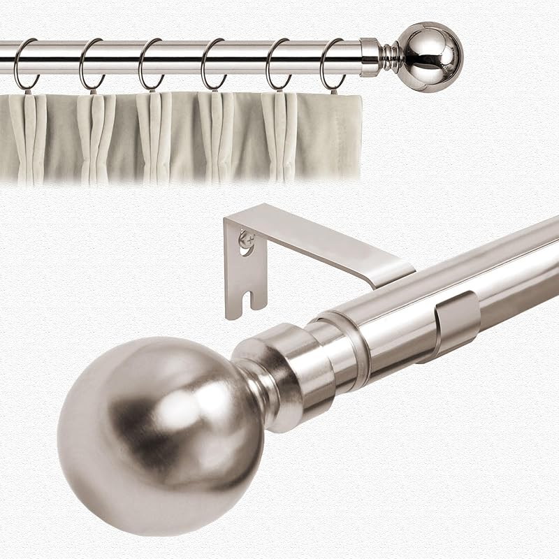 Aspire Homeware Brushed Silver Extendable Curtain Pole 70-120cm 28mm