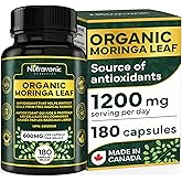 Organic Moringa Capsules 1200mg High Potency – Organic Moringa Powder & Moringa Leaf Capsules, Liver Support & Gut Health Sup