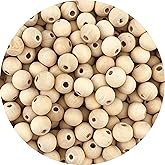 400 Pieces Unfinished Round Wood Beads with Hole, Natural Wood Loose Spacer Beads for DIY Crafts, Garlands, Jewelry Making (16mm)