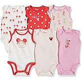 Amazon Essentials Disney | Star Wars | Princess Baby Girls' Sleeveless Bodysuits, Pack of 6