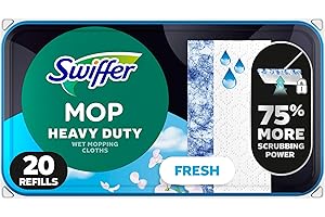 Swiffer Heavy Duty Mop Wet Multi-Surface Cloth Refills for Floor Mopping and Cleaning, Outdoor Window Fresh Scent, 20 Count