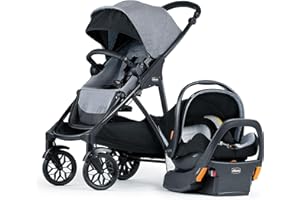 Chicco Corso LE ClearTex Modular Travel System with Corso LE Stroller & KeyFit Max ClearTex Infant Car Seat and Base, Stroller and Car Seat Combo | Canyon/Brown