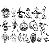 WOCRAFT 50pcs Wholesale Bulk Lots Ball Game Sports Charms for Jewelry Making Mixed Smooth Tibetan Silver Metal Charms Pendants DIY for Jewelry Making Necklace Bracelet and Crafting (M352)