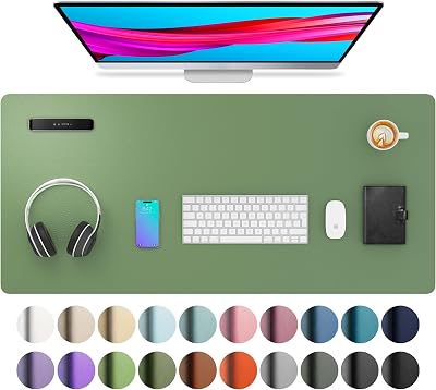Aothia Office Mat 91x43 Olive Green Non-Slip PU Leather Desk Pad