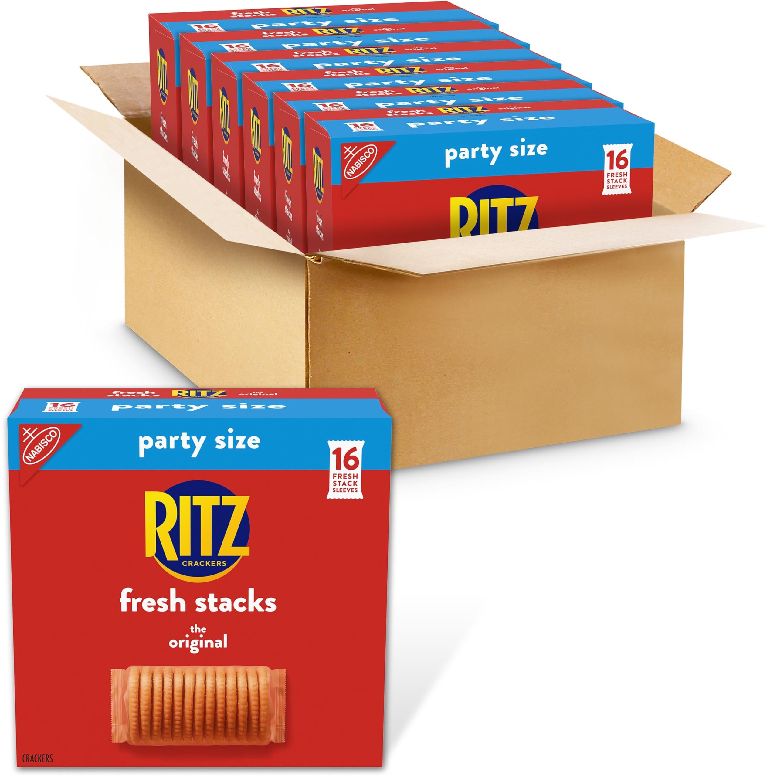 Photo 1 of RITZ Fresh Stacks Original Crackers, Bulk Travel Snacks, Party Size, School Snacks, 6 Boxes (96 Multi Snack Packs)