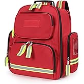 Gatycallaty First Aid Backpack - Multi Pocket Emergency Medical Bag for Camping, Trip, Go Bag, Sports Medicine, Trauma (Red)