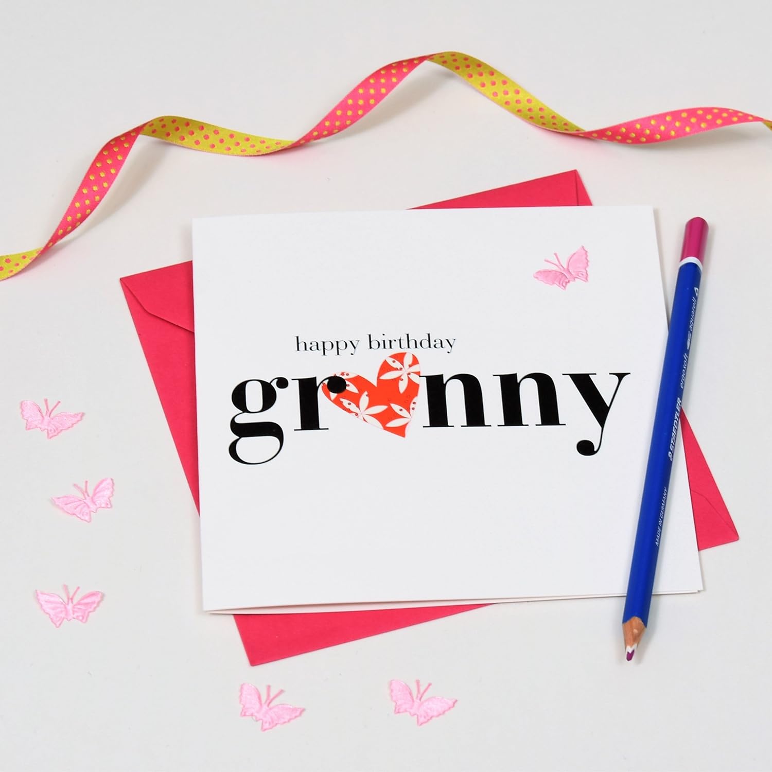 Claire Giles Greeting Cards, Happy Birthday Granny Card, Heart and Flowers Design Birthday Greeting Card - Image 4