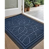 DEXI Front Door Mat Outside Entrance, Heavy Duty Non Slip Low Profile Doormat for Entryway, Trap Dirt and Moisture Welcome Mats, Easy Clean, Patio, Garage, 3x2, Blue