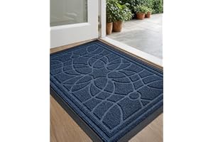 DEXI Front Door Mat Outside Entrance, Heavy Duty Non Slip Low Profile Doormat for Entryway, Trap Dirt and Moisture Welcome Mats, Easy Clean, Patio, Garage, 3x2, Blue