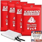Emergency Fire Blanket for Home Kitchen - KANHIRO Fiberglass Fire Suppression Blanket Great for School, Fireplace, Grill, Car, Office, Warehouse (4 Pack, 39 in X 39 in)