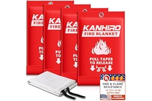 Emergency Fire Blanket for Home Kitchen - KANHIRO Fiberglass Fire Suppression Blanket Great for School, Fireplace, Grill, Car