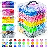 Gionlion 5250 PCS Pony Beads 30 Assorted Colors Includes Glow in The Dark Bead, Kandi Beads for Jewelry Making, Friendship Bracelet, 6x9mm Hair Bead for Braids in Shock Resistant Packaging