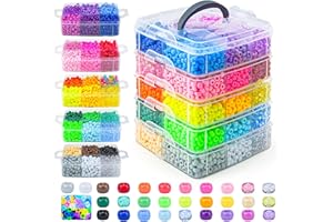 Gionlion 5250PCS Pony Beads 30 Assorted Colors Includes Glow in The Dark Bead, Kandi Beads for Bracelets Jewelry Making, 6x9mm Hair Bead for Braids in Shock Resistant Packaging