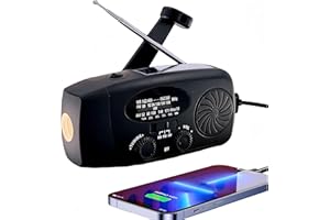 5000mAh Emergency Weather Radio, iRonsnow NOAA FM AM Hand Crank Radios, Solar Radio with SOS, Earphone Jack, 1W LED Flashlight, Self Powered Phone Charger for Camping, Survival (Black)