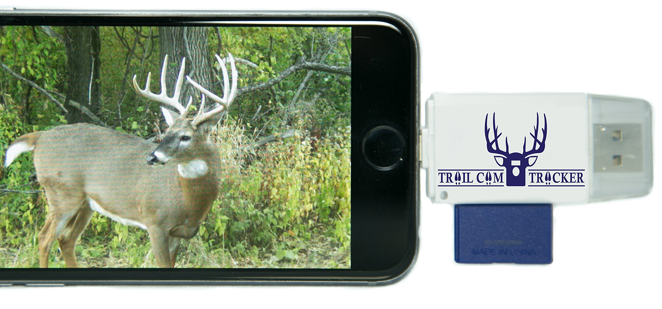 Trail Cam Tracker Trail Camera SD Card Reader for iPhone & Android â€“ The BEST & FASTEST Game Camera SD Card Viewer â€“ Smartphone Memory Card Reader - FREE Case (iPhone (all-in-one version)) by Trail Cam Tracker