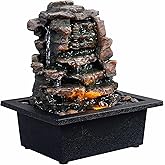 GOSSI Home Décor Waterfall Meditation Fountain indoor tabletop Many Natural River Rocks Decorated Office Home Tabletop Founti