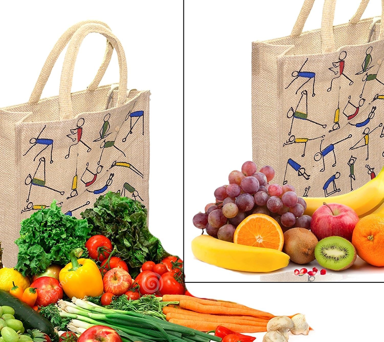 rangteq women's printed jute tote bag(beige)