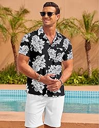 COOFANDY Mens Hawaiian Shirt Short Sleeve Floral