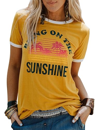 Nlife Bring On The Sunshine Graphic Long Sleeves Tees Blouses for