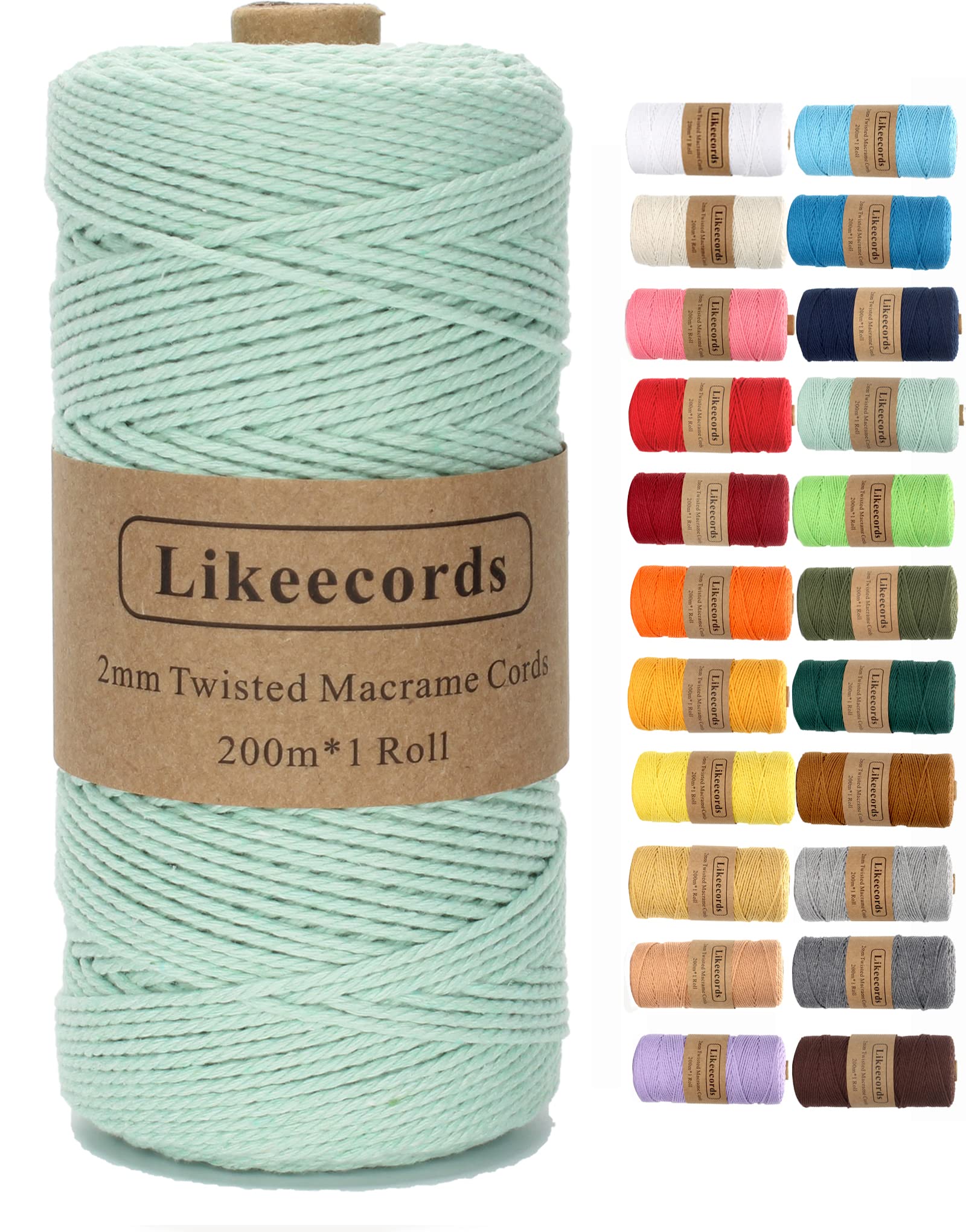 Macrame Cord,2mm x 219yard Cotton Twine String