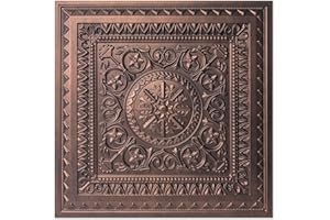 Art3d Drop Ceiling Tiles, Glue up Ceiling Tiles, 2'x2' Plastic Sheet in Antique Copper (12-Pack, 48 Sq.ft)