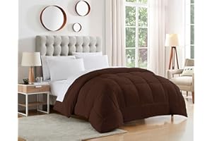 Sweet Home Collection Dorm Room Essentials College Bedding Comforter 1 Piece King Size Solid Color Duvet Insert for College Students Boys and Girls, King, Chocolate Brown