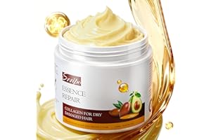 SRRIPO Collagen Hair Mask for Deep Conditioning, Keratin Hair Treatment with 4 Hydrolyzed Proteins, Moroccan & Avocado Oils Conditioner for Nourish, Calendula Gentian Extracts Care Dry & Damaged Hair