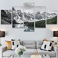 SIGNWIN 5 Panel Canvas Wall Art Winter Lake for Home Decorations Ready to Hang - 60